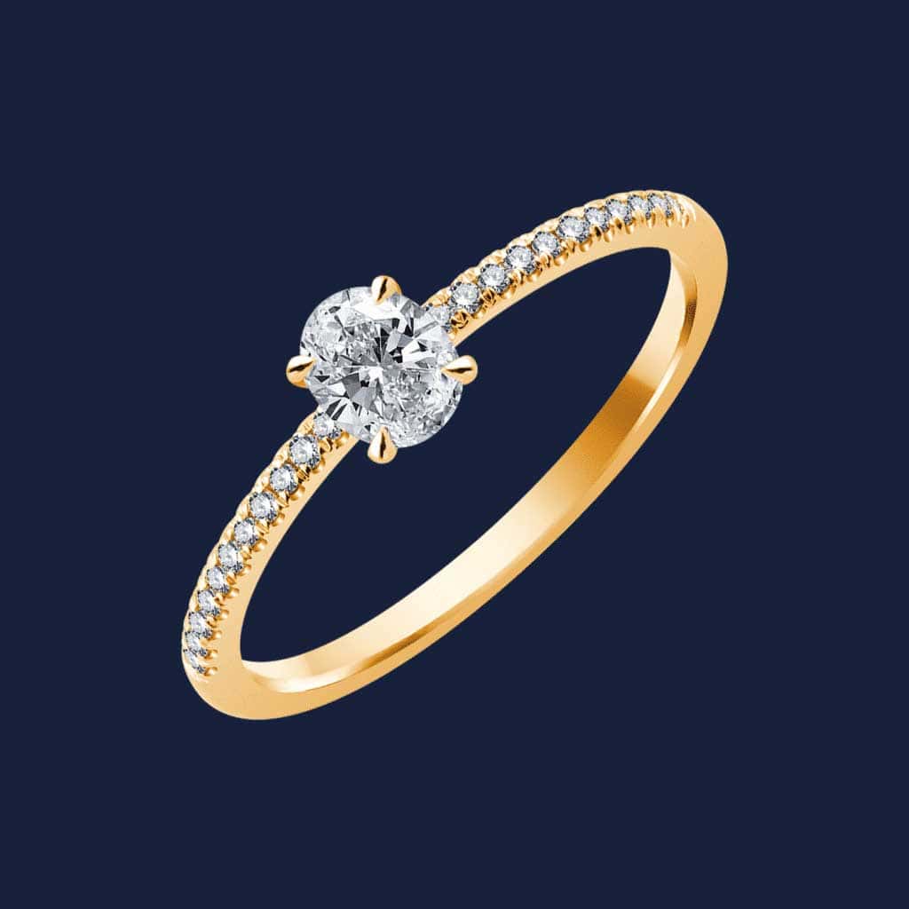 🦚 Micro Oval Hava Ring - 14k Gelbgold  / 0.30ct natürlicher Diamant in SI H+ von Pukka Berlin