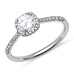 🦚 Verlobungsring Weißgold Diamanten 0,75 ct gesamt