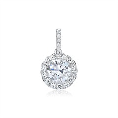🦚 750er Weißgold Halo Anhänger mit Diamanten
