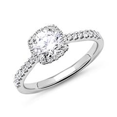 🦚 585er Weißgold Verlobungsring mit Diamanten