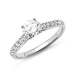 🦚 585er Weißgold Verlobungsring mit Diamanten