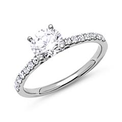 🦚 585er Weißgold Verlobungsring mit Diamanten