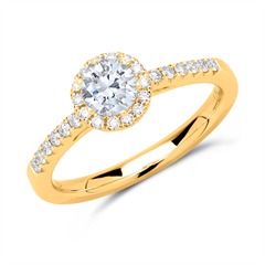 🦚 585er Gold Halo Ring mit Diamanten
