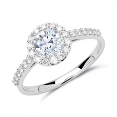 🦚 585er Weißgold Verlobungsring mit Diamanten