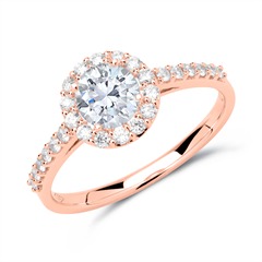 🦚 750er Roségold Verlobungsring mit Diamanten
