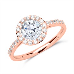 🦚 Halo Ring 585er Roségold mit Diamanten