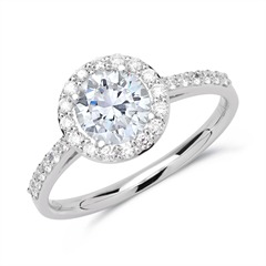 🦚 Halo Ring 950er Platin mit Diamanten