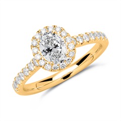 🦚 Halo Ring 750er Gold mit Brillanten