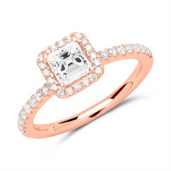 🦚 585er Roségold Halo Ring mit Diamanten