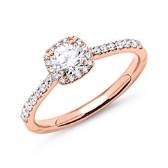🦚 750er Roségold Halo Ring mit Brillanten