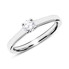 🦚 Solitärring aus 14K Weißgold mit Diamant 0,25 ct.