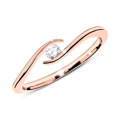 🦚 Ring aus 14K Roségold mit Diamant 0,10 ct.