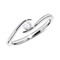 🦚 750er Weißgold Verlobungsring mit Diamant 0,15 ct.