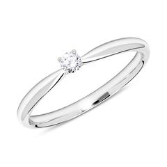 🦚 18K Weißgold Verlobungsring mit Diamant 0,10 ct.