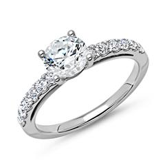 🦚 585er Weißgold Verlobungsring mit Diamanten