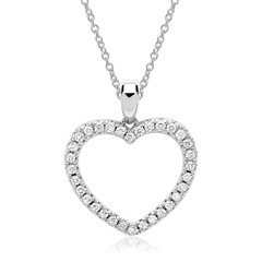 🦚 585er Weißgold-Kette Herz 32 Diamanten