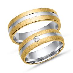 🦚 Eheringe 333er Gelb- Weissgold mit Diamant