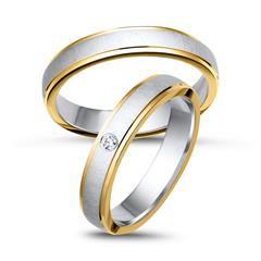 🦚 Trauringe 585er Gelb- Weissgold mit Brillant