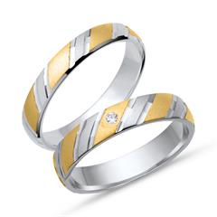 🦚 Eheringe 750er Gelb- Weissgold mit Diamant