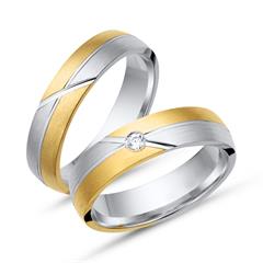 🦚 Eheringe 585er Gelb- Weissgold mit Diamant