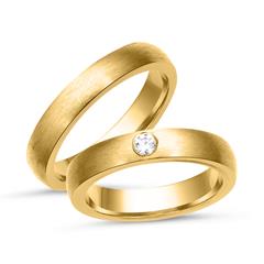 🦚 Trauringe 333er Gelbgold mit Diamant