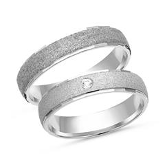 🦚 Trauringe 585er Weissgold mit Diamant