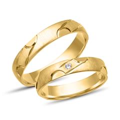 🦚 Eheringe 585er Gelbgold mit Diamant