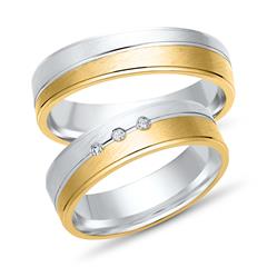 🦚 Trauringe 333er Gelb- Weissgold 3 Diamanten