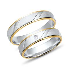 🦚 Eheringe 750er Gelb- Weissgold mit Diamant