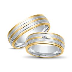 🦚 Trauringe 750er Gelb- Weissgold mit Brillant