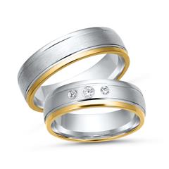 🦚 Eheringe 333er Gelb- Weissgold 3 Brillanten