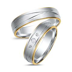 🦚 Trauringe 750er Gelb- Weissgold 3 Diamanten