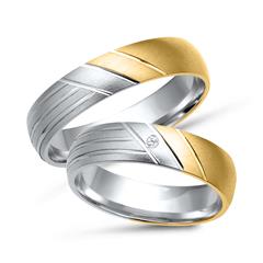 🦚 Trauringe 585er Gelb- Weissgold mit Diamant