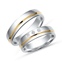 🦚 Eheringe 333er Gelb- Weissgold 3 Diamanten