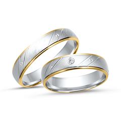 🦚 Trauringe 333er Gelb- Weissgold mit Brillant