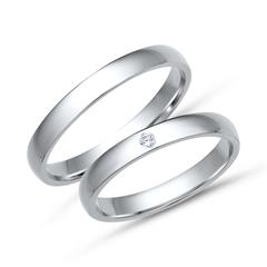 🦚 Trauringe 750er Weissgold mit Diamant