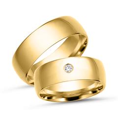 🦚 Trauringe 585er Gelbgold mit Diamant