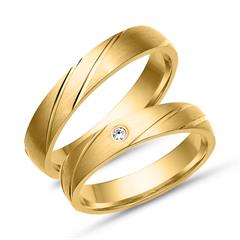 🦚 Trauringe 333er Gelbgold mit Diamant