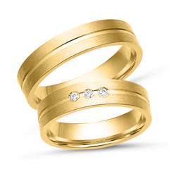 🦚 Trauringe 750er Gelbgold 3 Brillanten