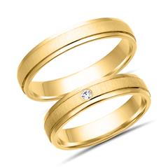 🦚 Trauringe 585er Gelbgold mit Brillant