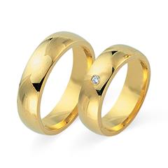 🦚 Trauringe 333er Gelbgold mit Diamant