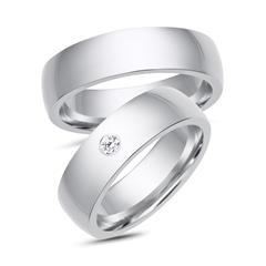 🦚 Trauringe 333er Weissgold mit Diamant