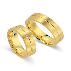 🦚 Trauringe 585er Gelbgold mit Brillant