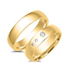 🦚 Eheringe 750er Gelbgold 3 Diamanten
