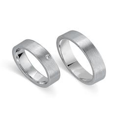 🦚 Trauringe 585er Weissgold mit Diamant