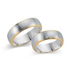🦚 Eheringe 333er Gelb- Weissgold 3 Diamanten
