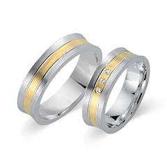 🦚 Eheringe 585er Gelb- Weissgold 3 Brillanten