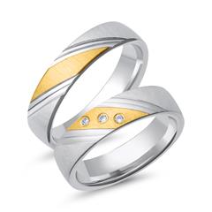 🦚 Eheringe 750er Gelb- Weissgold 3 Diamanten