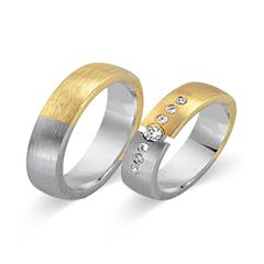 🦚 Eheringe 333er Gelb- Weissgold 7 Diamanten