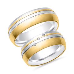 🦚 Trauringe 333er Gelb- Weissgold 3 Diamanten
